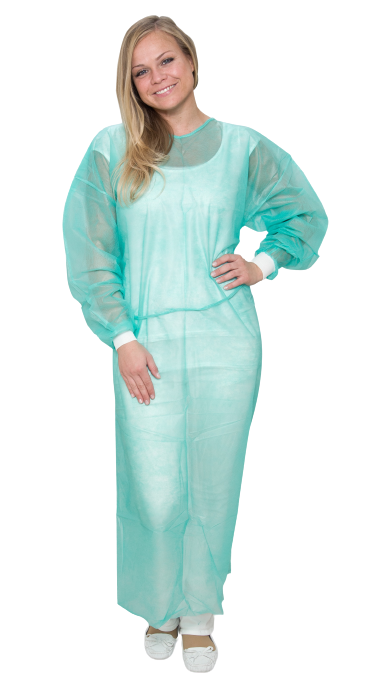 10 X Einzelverpackung Einweg CPE Ganzkörper Kittel Schutzkittel Wasserdicht Blau Size XL 100 * 138cm 50g/pc